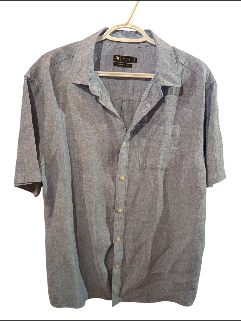 Simons Light Blue Short-Sleeve Button-Down Shirt